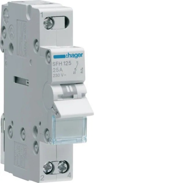 Vaihtokytkin Hager SFH125 1-2 1N 25A 230VAC
