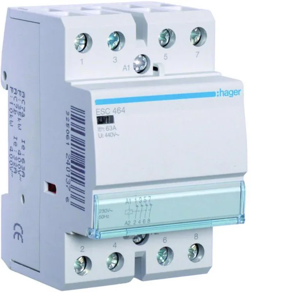 Kontaktori Hager ESC464 4a 63A k.230VAC