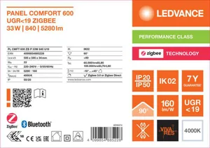 Moduulivalaisin Ledvance Panel PFM Comfort GEN2 600 - MODUULIVALAISIN PANEL PFM PL CMFT 600 33W 840 MP ZIGBEE