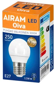 Pienkupulamppu Airam Oiva pahvipakkaus - PIENKUPULAMPPU OIVA P45 830 250lm E27 OIVA OP