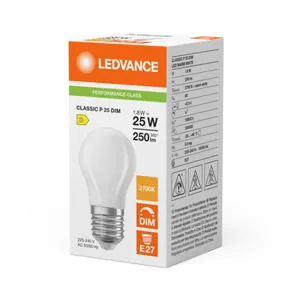 Pienkupulamppu Ledvance Performance Classic P - PIENKUPULAMPPU LEDVANCE CLP 1,8W/827 250LM E27 DIM FR