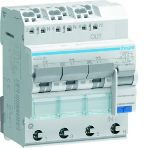 Vikavirtajohdonsuojakatkaisija Hager - VIKAVIRTAJOHDONSUOJAKATK.HAGER ADZ316D 30mA A/3XL+N B-16A 6kA