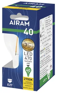 Vakiolamppu Airam Led A60 kirkas pahvipakkaus - VAKIOLAMPPU AIRAM LED A60 827 470lm E27 FIL