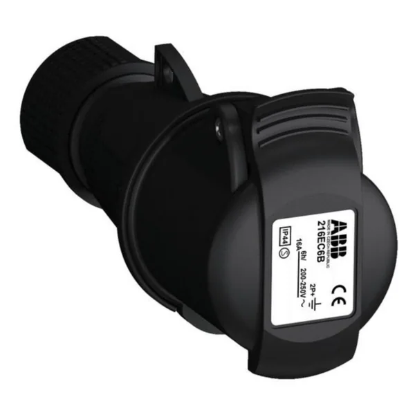 Voimajatkopistorasia Amphenol Easy & Safe Black EASY&SAFE 6H, 16A, IP44, 2P+E