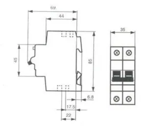 Johdonsuojakatkaisija ABB S200 C-käyrä 2-nap - JOHDONSUOJAKATKAISIJA S200 S202-C6 2-NAP C6A