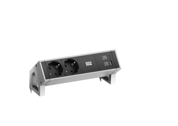 Pistorasiapaneeli DESK2 2X PR + USB A&C 22W
