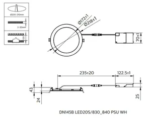 Alasvalo Philips CoreLine SlimDownlight - ALASVALO CORELINE 2100LM 830/840 D203 ON/OFF