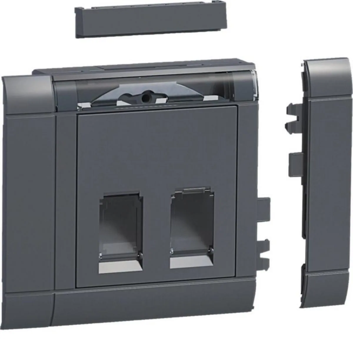 Kanavadatarasiapakkaus Hager Ecoline GSETDM102 2xRJ45 Keystone blck – musta