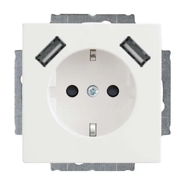 Pistorasia ABB Impressivo 1-os. maadoitettu + USB 1S/16A/IP21 UKJ 0X 2USB VAL