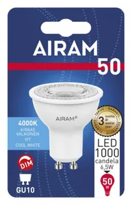 Kohdelamppu Airam Led PAR16 blisterpakkaus - KOHDELAMPPU AIRAM LED PAR16 840 425LM GU10 36D DIM