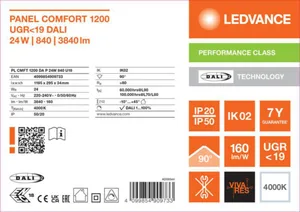 Moduulivalaisin Ledvance Panel PFM Comfort GEN2 1200 - MODUULIVALAISIN PANEL PFM PL CMFT 1200 24W 840 MP DALI