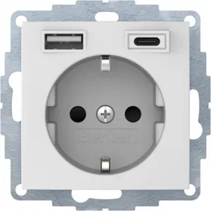 Pistorasia Hager Schuko/USB - PISTORASIA S.1 1S/16A/IP20 USB A+C UKJ VAL