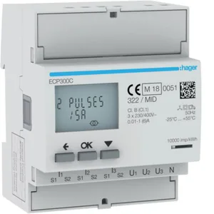 Energiamittari UTU - ENERGIAMITTARI DIN HAGER ECP300C 3V VIRTAM. 5A MID S0