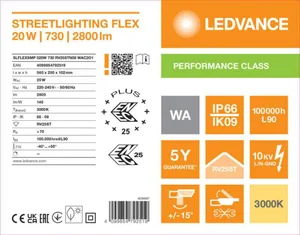 Katuvalaisin Ledvance Streetlight Flex - KATUVALAISIN STREETLIGHT FLEX SL FLEX 20W 730 RV25ST 2800LM