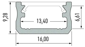 LED-alumiiniprofiili Perel NTA - LED-PROFIILI PEREL NTA PINTA-AS. 202CM VALKOINEN