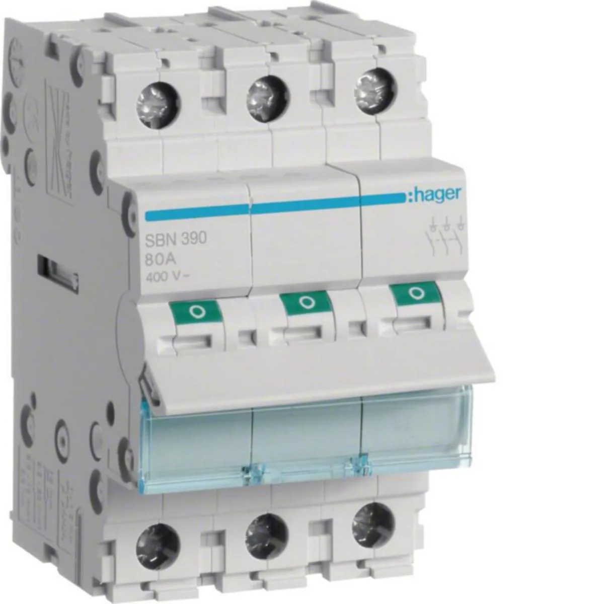 Modulaariset kuormankytkin Hager 3-napainen, SBN390 0-1 3N 100A 400VAC DIN