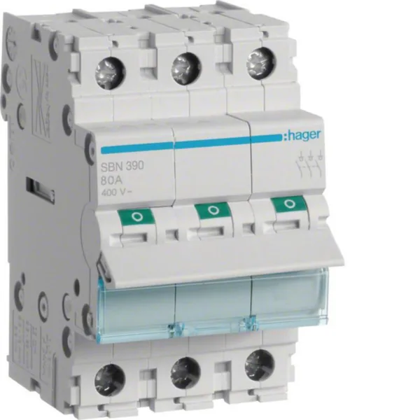 Modulaariset kuormankytkin Hager 3-napainen, SBN390 0-1 3N 100A 400VAC DIN