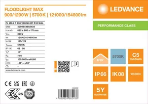 Valonheitin Ledvance Floodlight PFM Max - VALONHEITIN FLOODLIGHT PFM FL MAX 900/1200W 857 10D
