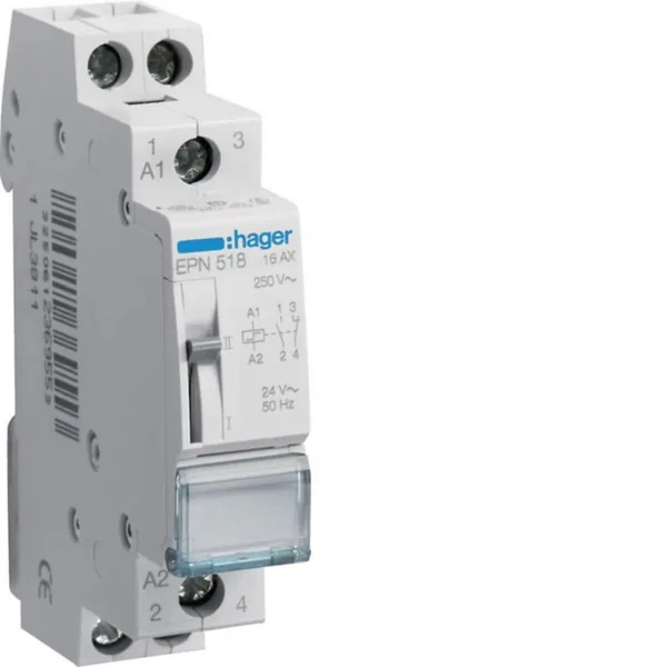 Sysäysrele Hager EPN518 1A+1S 24VAC/12VDC