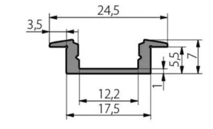 LED-alumiiniprofiili Airam Slimline 7 R - LISÄTARVIKE SLIMLINE 7 R Profiili 2m AL PCC