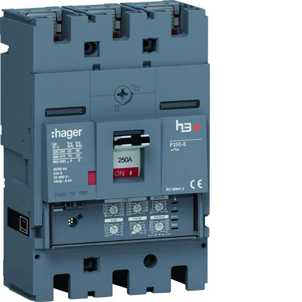 Kompaktikatkaisija Hager h3+ LSI P250 3N 250A 70KA