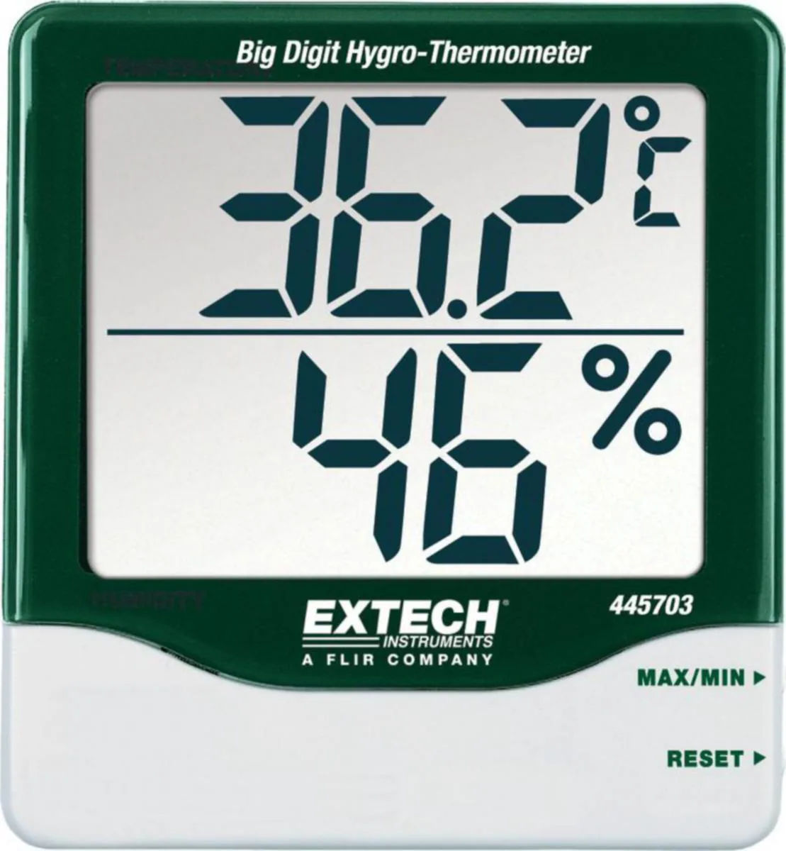 Kosteus/lämpömittari 445703 Extech - KOSTEUS/LÄMPÖMITTARI EXTECH 10-99% RH/-10...+60C LCD