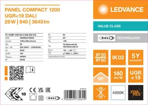 Moduulivalaisin Ledvance Panel Value - MODUULIVALAISIN PANEL VALUE PL COMP 1200 26W 840 MP DALI