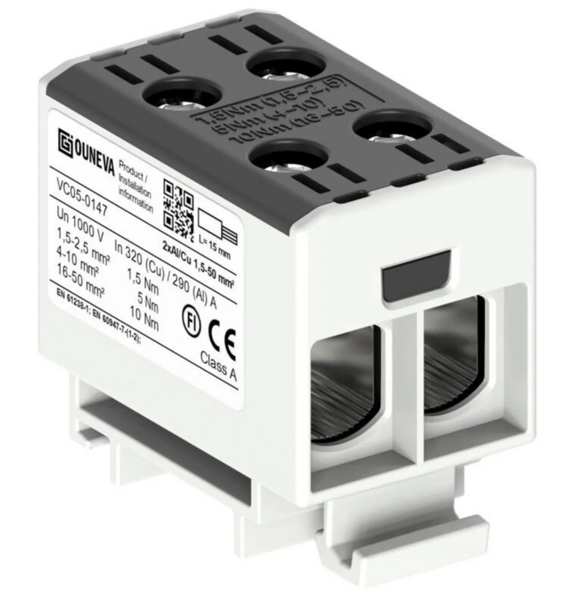 Yleisliitin Ouneva eristetty OTL 2xAl/Cu 1.5-50mm2 MUSTA