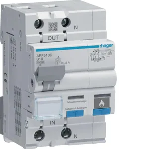Valokaarivikasuoja Utu - VALOKAARISUOJALAITE HAGER ARF510D 1L+N B-10A/30MA 10KA Q