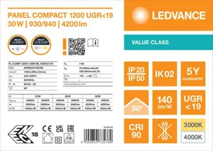 Moduulivalaisin Ledvance Panel Value - MODUULIVALAISIN PANEL VALUE PL COMP 1200 30W 930940 ML MP