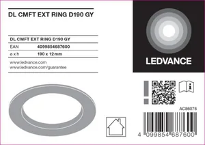 Mekaaninen lisätarvike Ledvance Downlight Comfort - MEKAANINEN LISÄTARV. LEDVANCE DL CMFT EXT RING D190 GY