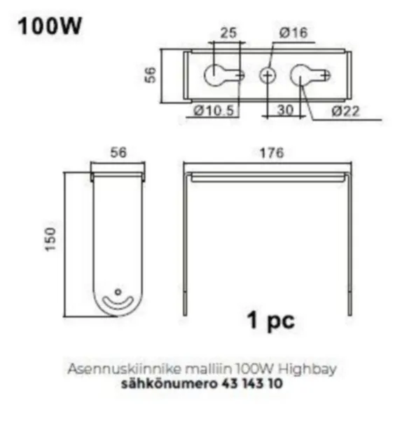 Mekaaninen lisätarvike Airam Black Box HIGHBAY KIINNITYSSANKA 100W
