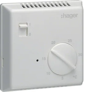 Huonetermostaatti Hager - HUONETERMOSTAATTI HAGER EK003 1VK 8A ELEKT. KYTK/MV