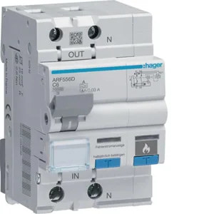 Valokaarivikasuoja Utu - VALOKAARISUOJALAITE HAGER ARF556D 1L+N C-6A/30MA 10KA QC