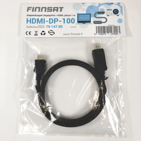 Adapterikaapeli Finnsat HDMI ADAPTERI DISPLAYPORT - KAAPELI 1M