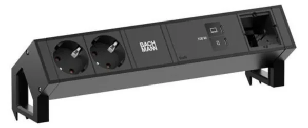 Pistorasiapaneelit DESK 2 Bachmann 2X PR +USB C/C 100W+CM