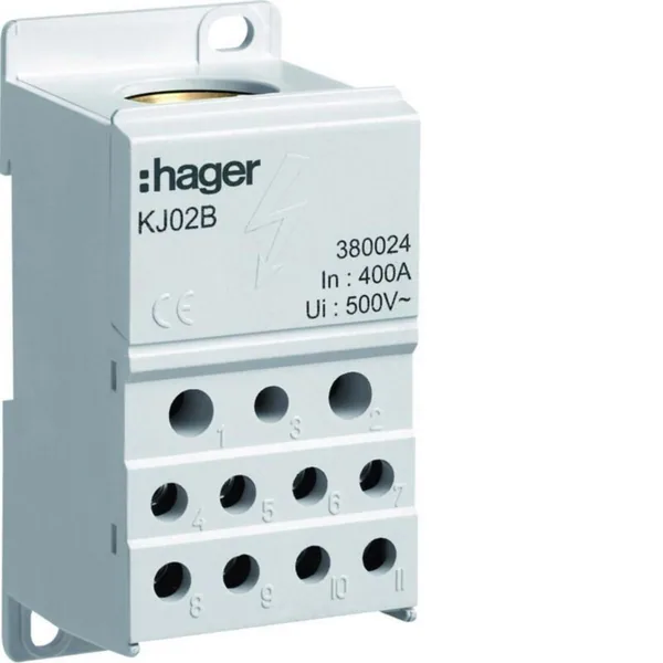 Haaroitusliitin KJ Hager, KJ02B 1N 400A 1.5KVDC/1KVAC