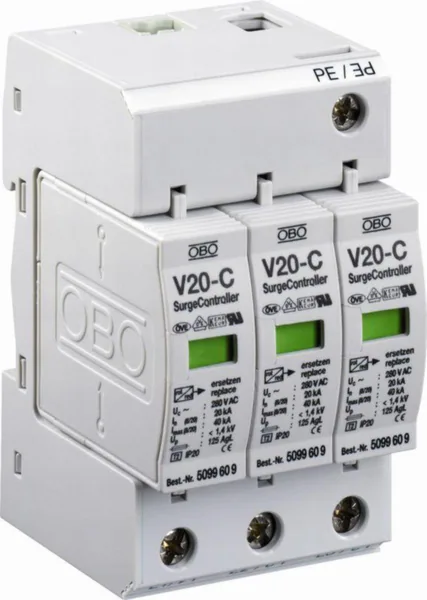 Ylijännitesuoja PJ-verkko OBO TBS V20-C 3-280, T2, 3L+PEN