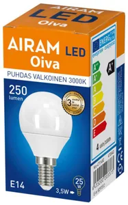 Pienkupulamppu Airam Oiva pahvipakkaus - PIENKUPULAMPPU OIVA P45 830 250lm E14 OIVA OP