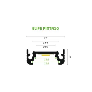 Valoprofiili ELIFE Pinta10 - VALOPROFIILI/-NAUHA ELIFE AL 20X8X2000 MUS