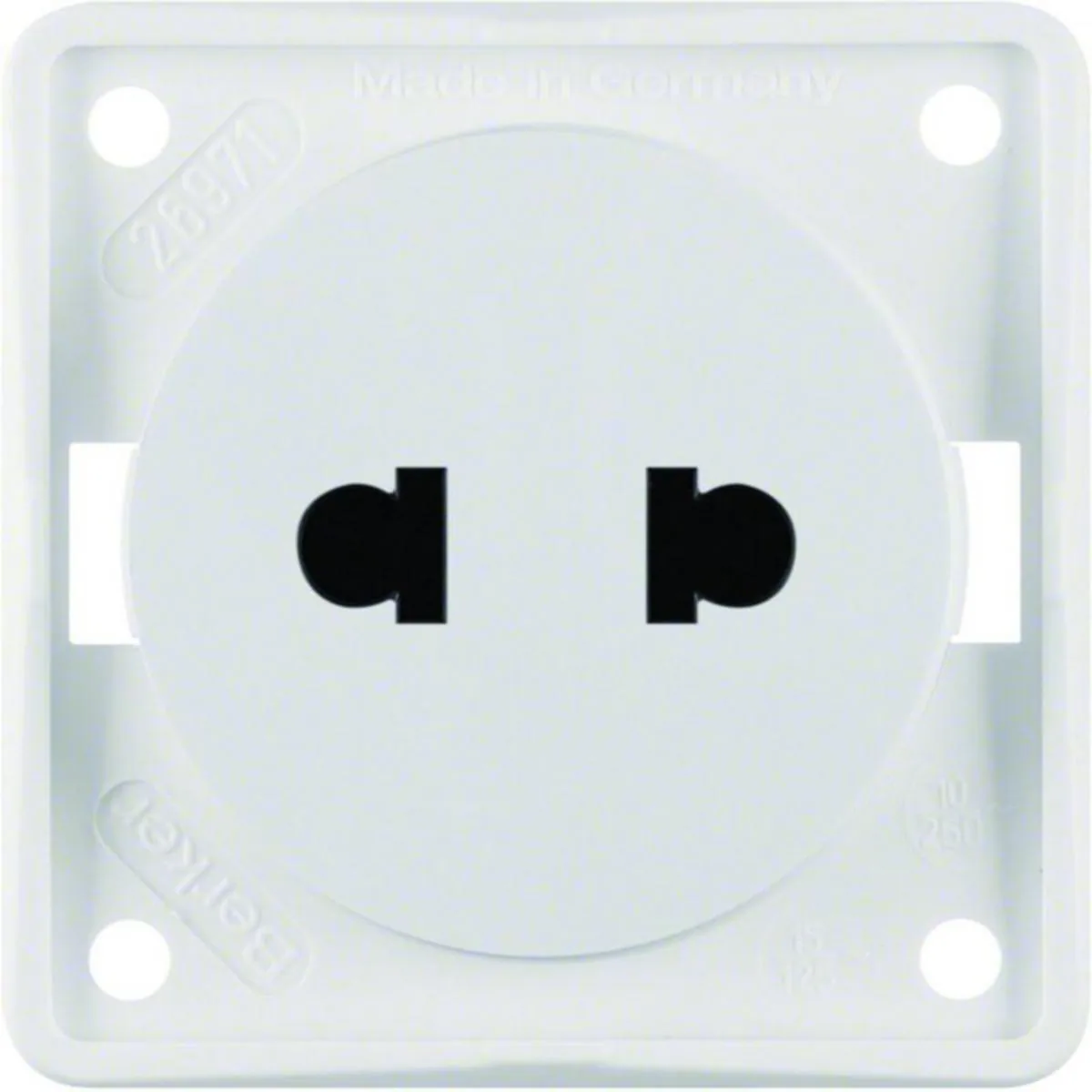Pistorasia Hager Integro Flow 2N/10A/250VAC EURO-US UR VAL – valkoinen
