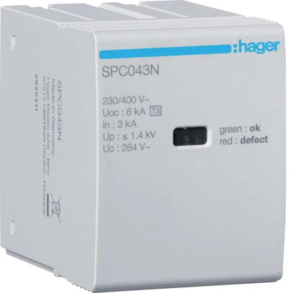 Ylijännitesuojapatruuna Hager SPC043N SUOJ. SPC403N