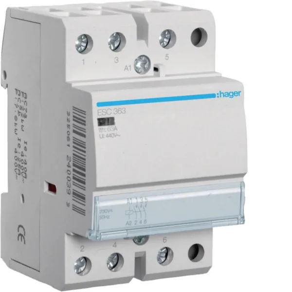 Kontaktori Hager ESC363 3S 63A K.230VAC