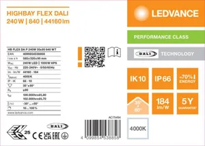 Syväsäteilijä Ledvance High Bay PFM Flex - SYVÄSÄTEILIJÄ HIGH BAY PFM HB FLEX 240W 840 35X80D DALI
