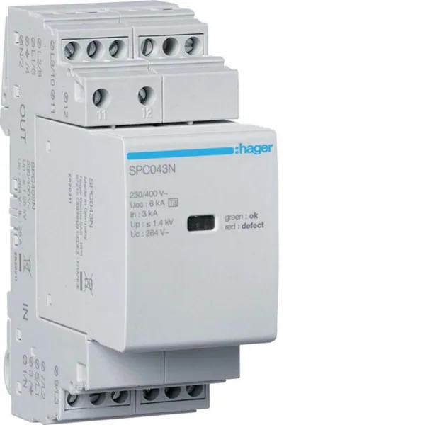 Ylijännitesuoja kiinteistö Hager EUS, SPC403N 4N T3 1.4KV 3KA HÄL