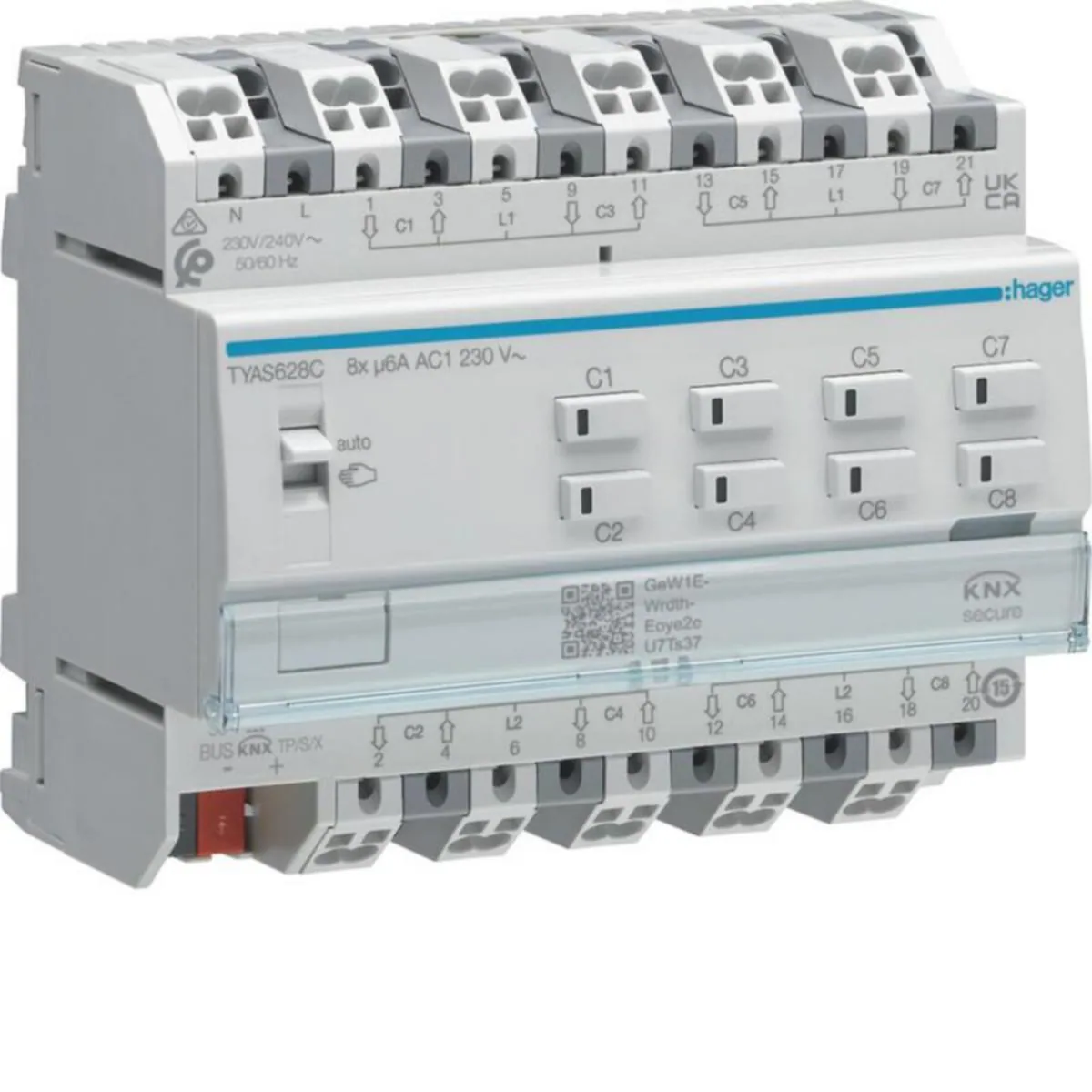 Lähtöyksikkö Hager KNX ETS - LÄHTÖYKSIKKÖ KNX KNX ETS TYA628C 8X6A 230VAC VS SEC DIN