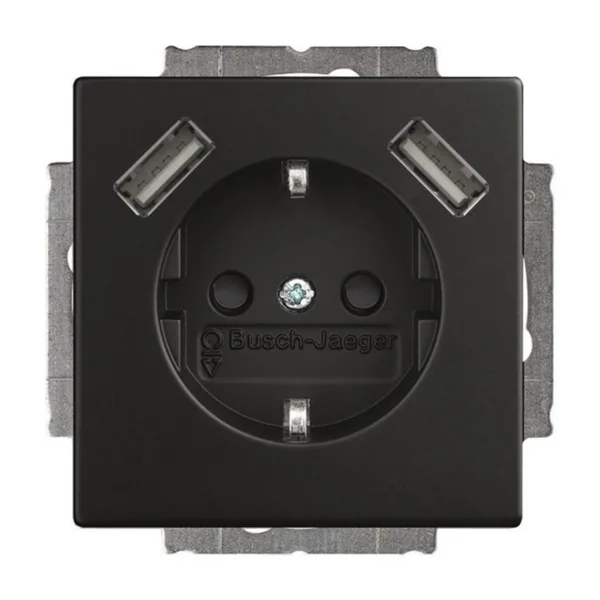 Pistorasia ABB Impressivo 1-os. maadoitettu + USB 1S/16A/IP21 UKJ 0X 2USB MUS