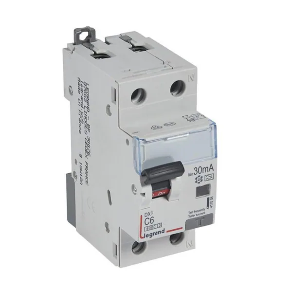 Vikavirtajohdonsuojakatkaisija Legrand 2-nap VVJS, 1L+N, C6, 6KA, 30MA, A