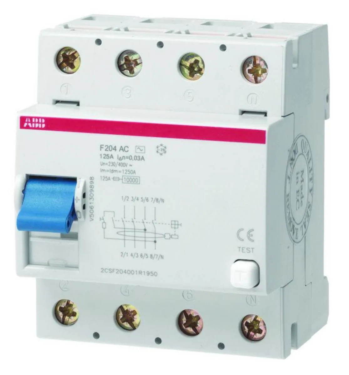 Vikavirtasuojakytkin ABB 500mA F204A-125/0.5 4-NAP 125A/500mA